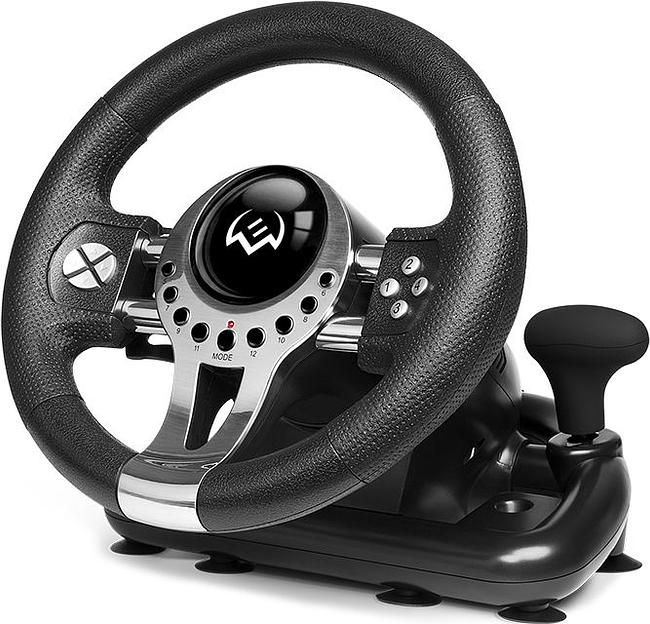 Руль Sven Sportline GC-W700 12кноп. (с педалями) черный/серебристый фото 2