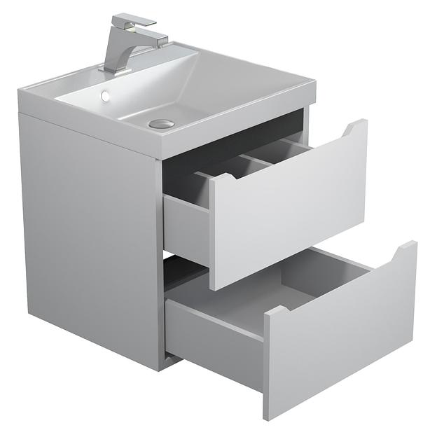 Тумба с раковиной для ванной Uperwood Tanos 50 см, подвесная, матовая, белая/графит фото 6