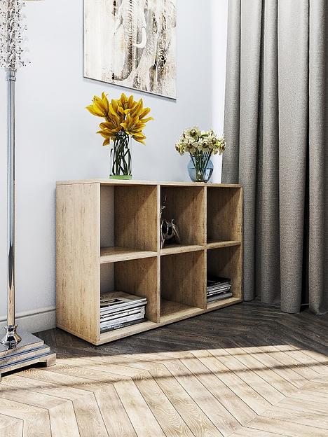 Стеллаж горизонтальный Wood&Stone «Малави» дуб бунратти (металлик) 93.4×31.2×62.8 см фото 2