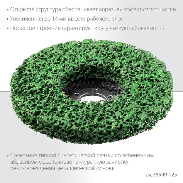 KRAFTOOL 125 х 22.2 мм, диск полимерно-шлифовальный коралловый зачистной (36599-125) фото 4
