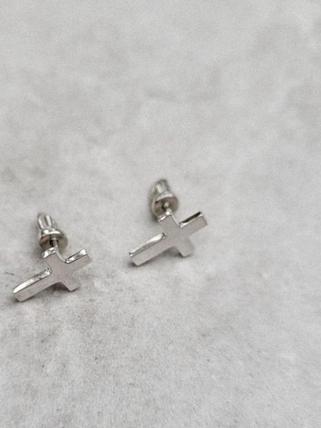 Ювелирные серебряные серьги крестик 925 фото 1