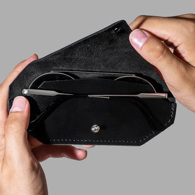 Футляр-чехол для очков из натуральной кожи Hancra, черный, опт фото 4