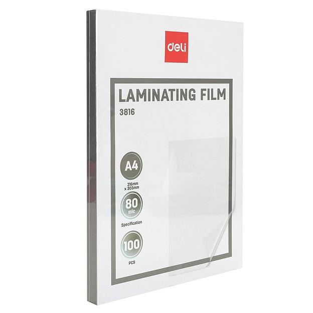 Пленка для ламинирования Deli 80мкм A4 (100шт) глянцевая 216x303мм E3816 фото 2