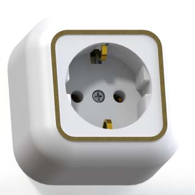 Розетка 1-м ОП Валентина РА16-638 16А IP20 с заземл. бел./зол. Кунцево 7641 фото 1