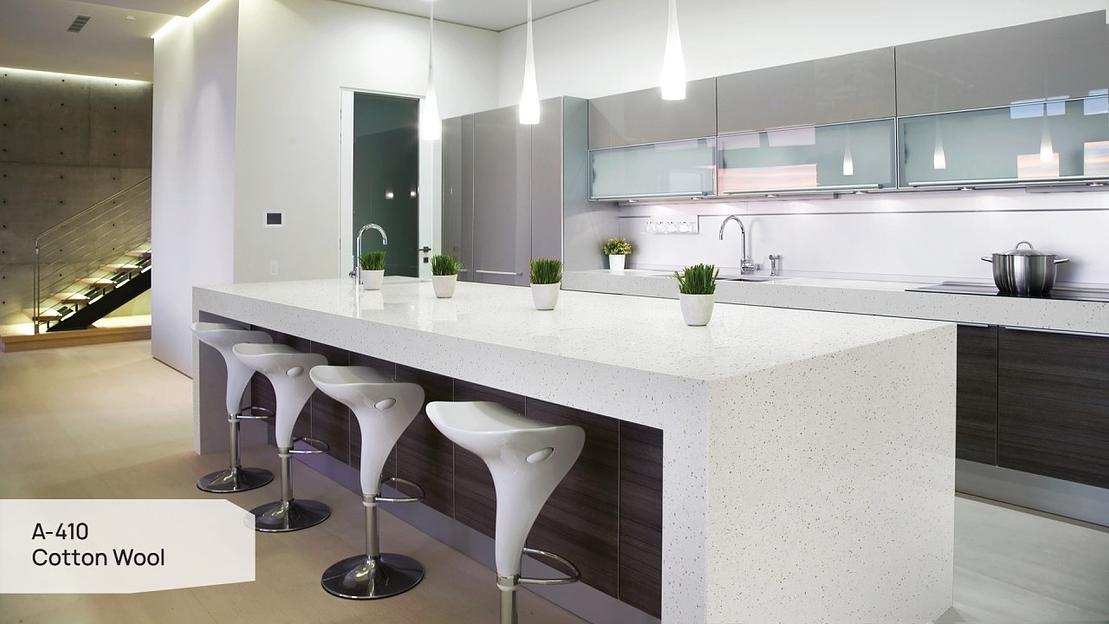 Кварцевый камень Grandex «A-410 Cotton Wool» ОПТ фото 3