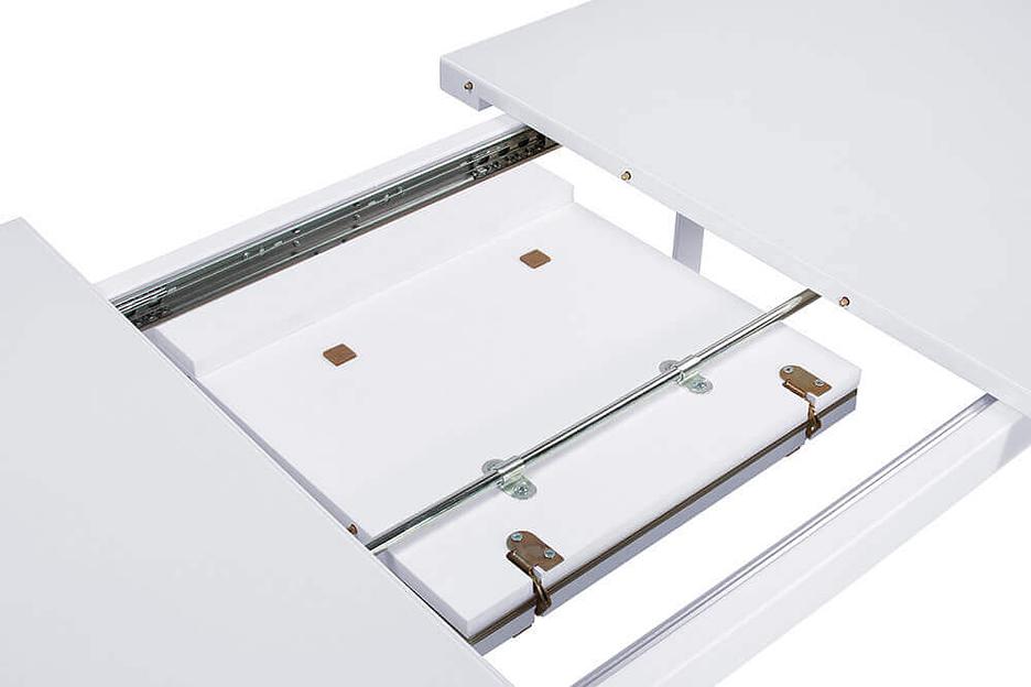 Стол Hagen 120(+40)×80 см белый металл, стекло экстрабелое фото 6