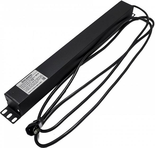 Hyperline SHE19-12IEC-2.5IEC Блок розеток для 19" шкафов, горизонтальный, 12xIEC 320 C13, 10A, 250В, кабель питания 3х1.0мм2, длина 2.5 м, с вилкой IEC 320 C14, 482.6x44.4x44.4мм (ДхШхВ) фото 2