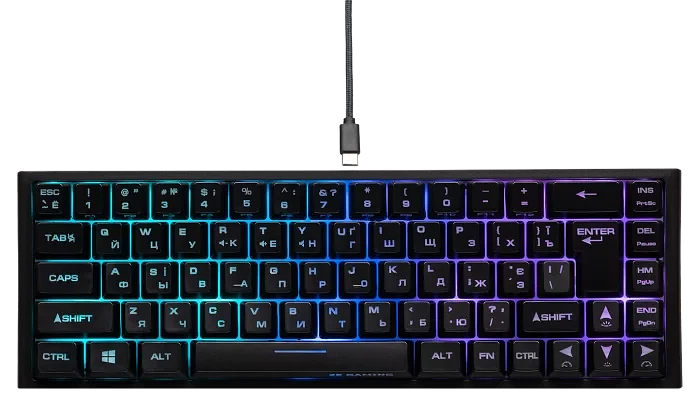 Клавиатура игровая 2E GAMING KG350 RGB 68key USB Black Ukr 2E-KG350UBK фото 1