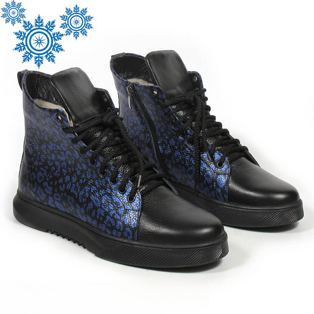 Зимние ботинки TAIS на шнурках с молнией, арт.MT238-2-Ш чёрно-синий ОПТ фото 8