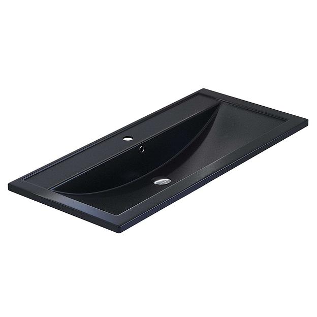 Раковина кварцевая для ванной Uperwood Foster Quartz 100 см, черная матовая, космос фото 4