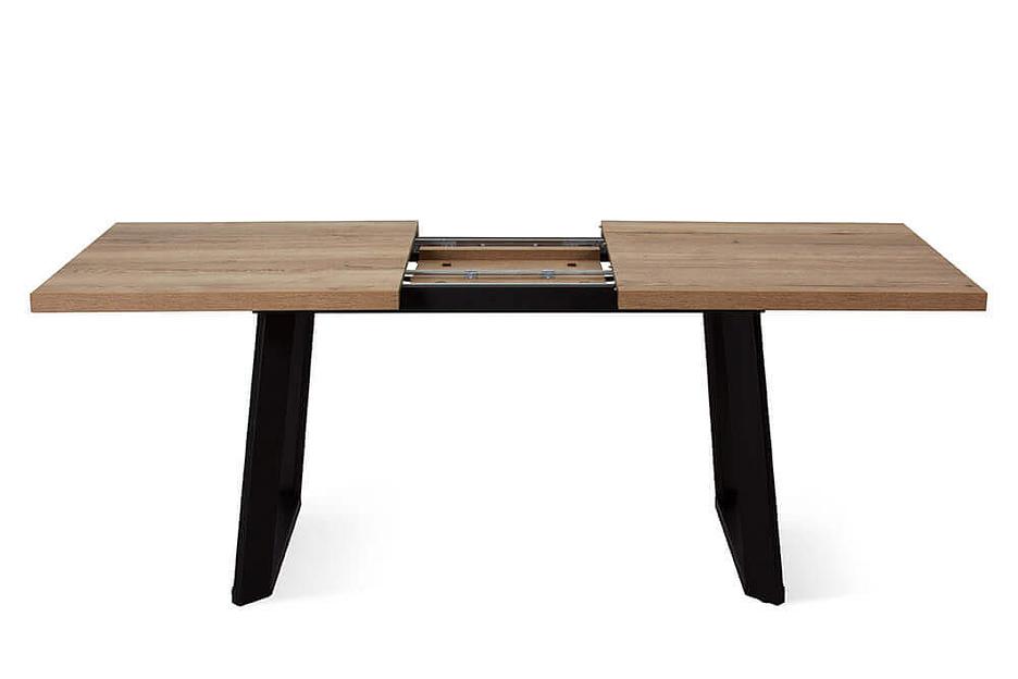 Стол Berner 160(+45)x90 см чёрный металл, галифакс натуральный фото 6