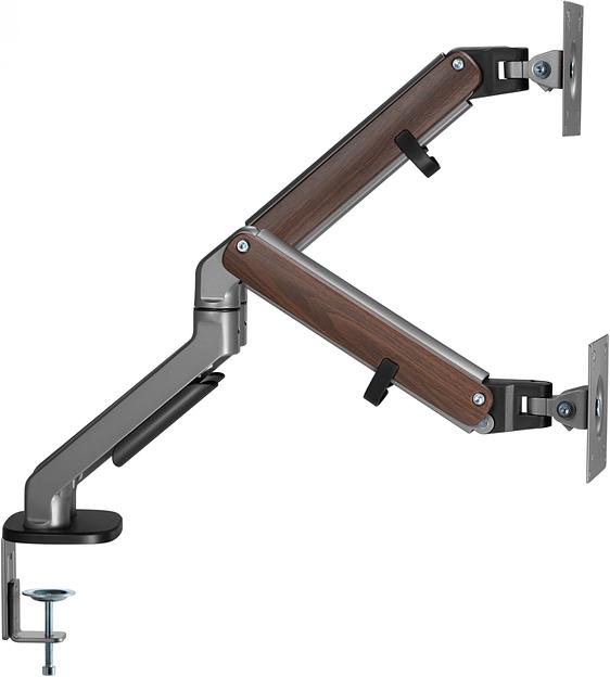 Кронштейн для мониторов Ultramounts UM735WD серый/коричневый 17"-27" макс.7кг крепление к столешнице поворот и наклон фото 6