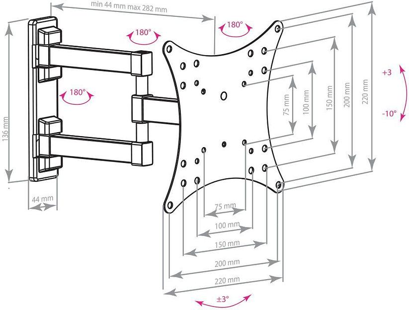 Кронштейн для телевизора Arm Media MARS-04 черный 20"-43" макс.20кг настенный поворот и наклон фото 2