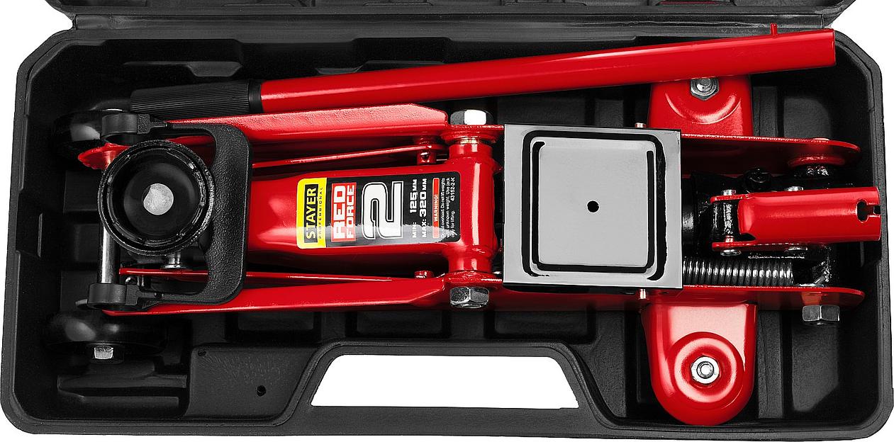 STAYER R-22 RED FORCE, в кейсе, 2 т, 125 - 320 мм, подкатной домкрат для легковых а/м, Professional (43152-2-K) фото 8