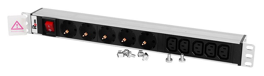 Блок распределения питания Rem R-10-5S-5C13-V-440-Z гор.размещ. 5xSchuko 5xC13 базовые 10A C14 фото 1