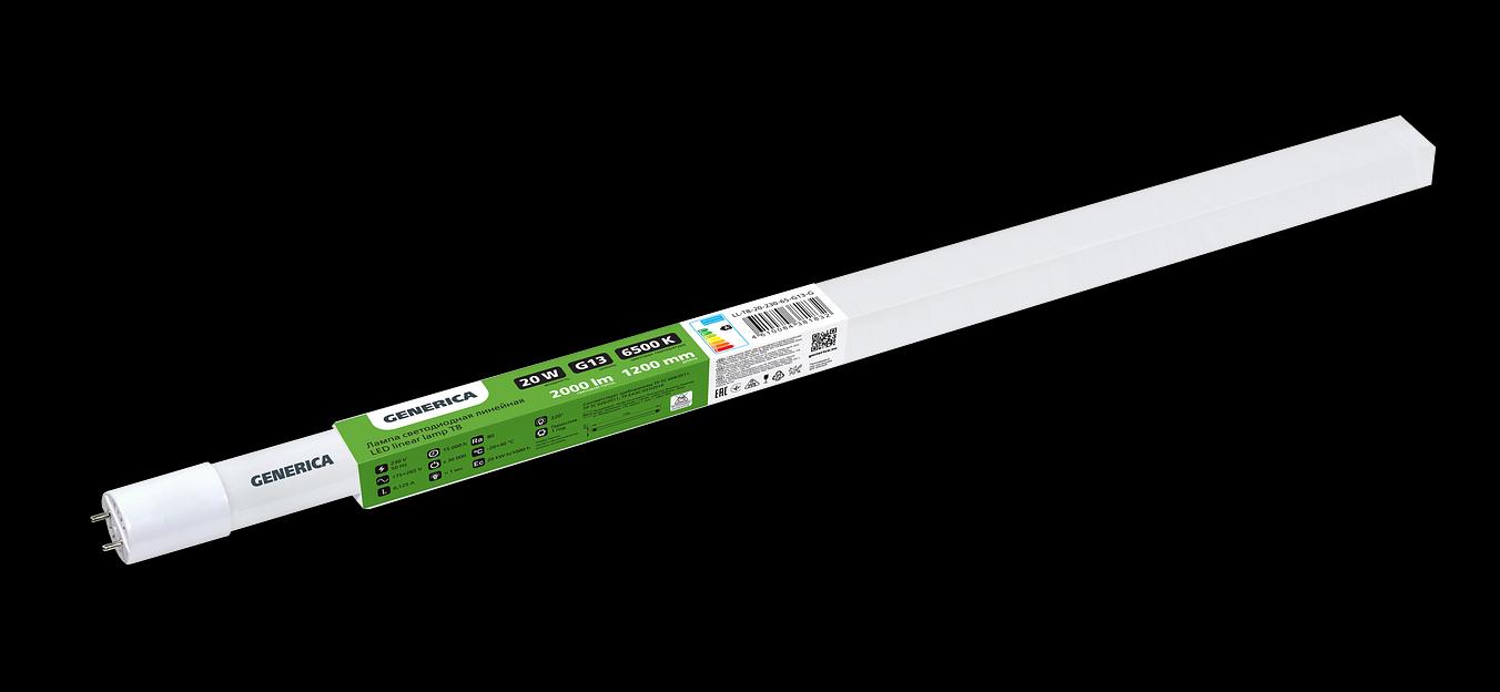 IEK LL-T8-20-230-65-G13-G Лампа LED T8 линейная 1200мм 20Вт 230В 6500К G13 GENERICA фото 1