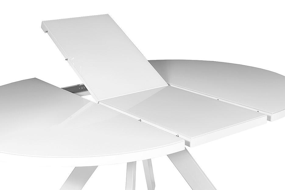 Стол Fargo 120(+40)×120×76 см белый металл, экстрабелое стекло фото 6