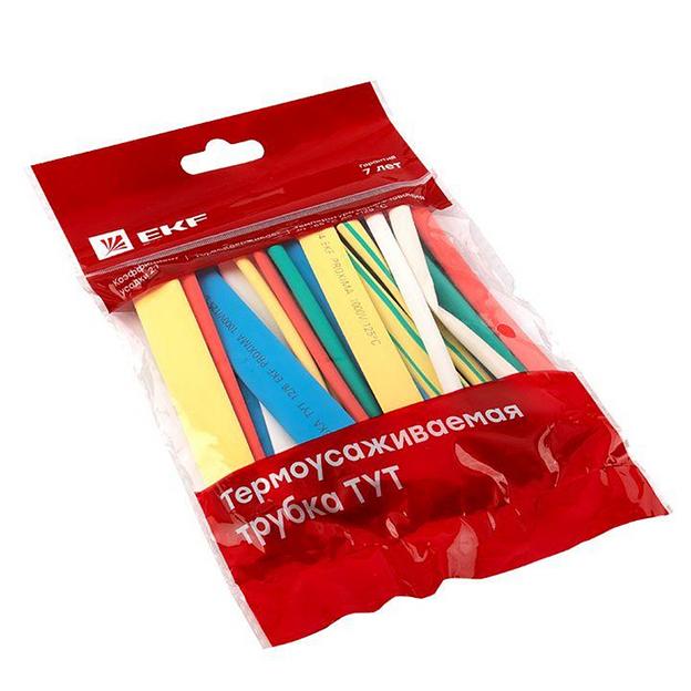 Набор трубок термоусадочных ТУТ 4/2; 6/3; 8/4; 10/5; 12/6 (7 цветов по 5шт 100мм) PROxima EKF tut-n- фото 1