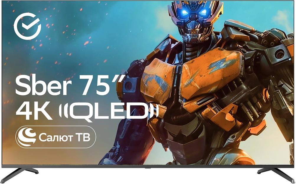 Телевизор QLED Sber 75" SDX-75UQ5233 Салют ТВ титан 4K Ultra HD 60Hz DVB-T DVB-T2 DVB-C DVB-S DVB-S2 USB WiFi Smart TV (RUS) фото 1