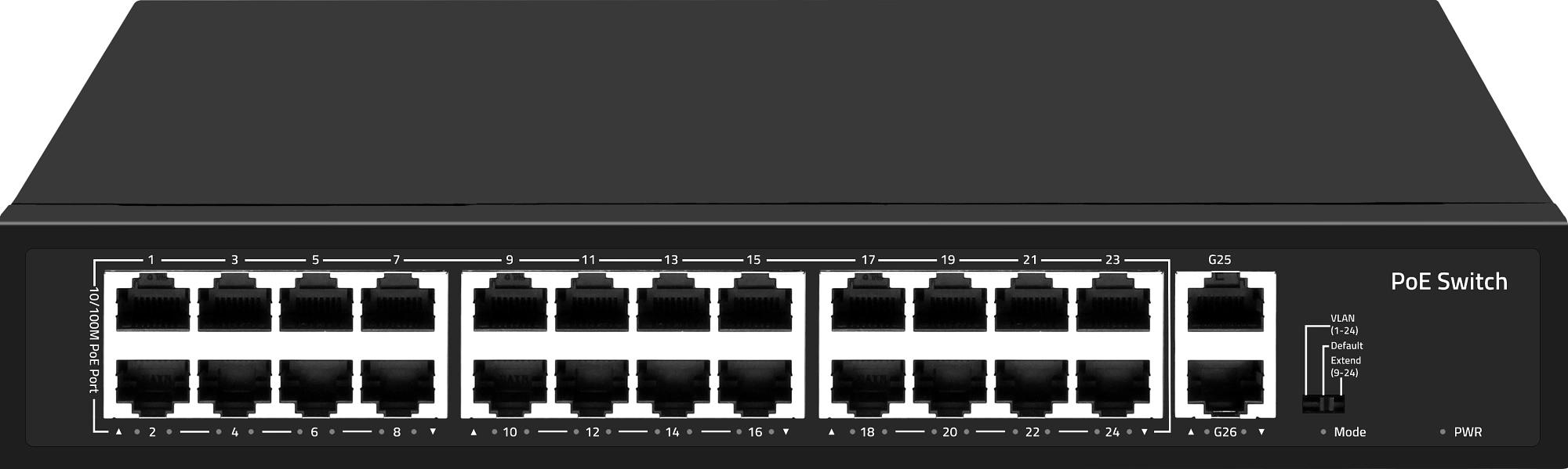 Коммутатор Falcon Eye FE-24FPG2 00-00330355 24x100Мбит/с 2x1Гбит/с 24PoE фото 1