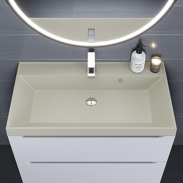 Раковина кварцевая для ванной комнаты Uperwood Classic Quartz 80 см, бежевая матовая, лён фото 4