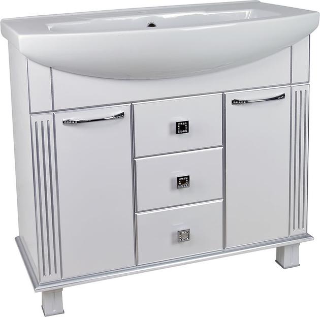 Тумба Аттика 85 DORATIZ 9912.321, белая патина серебро, под умывальник фото 1