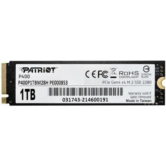 SSD PATRIOT P400 1Тб M.2 PCIe Gen4 NVMe 3D NAND Скорость записи 4800 Мб/сек. Скорость чтения 5000 Мб/сек. 3.58mm TBW 800 Тб P400P1TBM28H фото 1