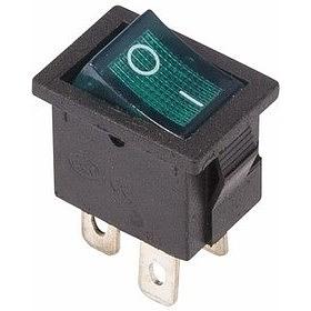 Rexant 36-2193 Выключатель клавишный 250V 6А (4с) ON-OFF зеленый с подсветкой Mini фото 1