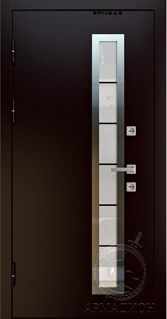 Наружная отделка входных дверей «Металл» 001 с окном фото 2