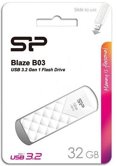 Флеш Диск Silicon Power 32GB Blaze B03 SP032GBUF3B03V1W USB3.1 белый фото 3