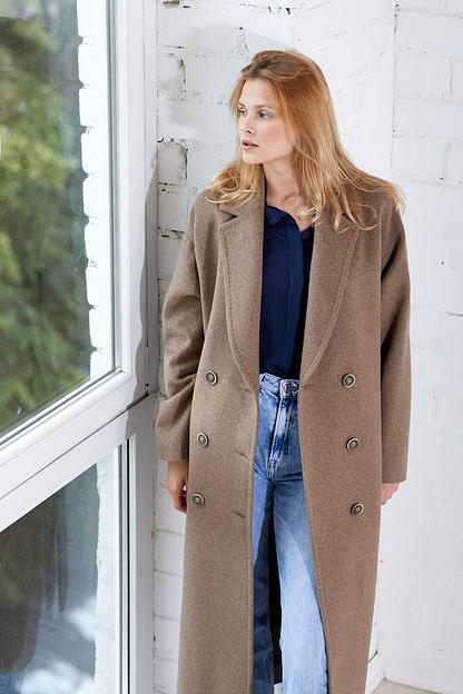 Женское демисезонное пальто двубортное Mmoda свeтлo-бeжeвый, арт.22027НД фото 2