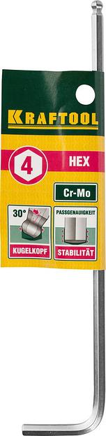 KRAFTOOL HEX-Ball 4 мм, шестигранный ключ с шаром, Cr-Mo (27437-4) фото 2