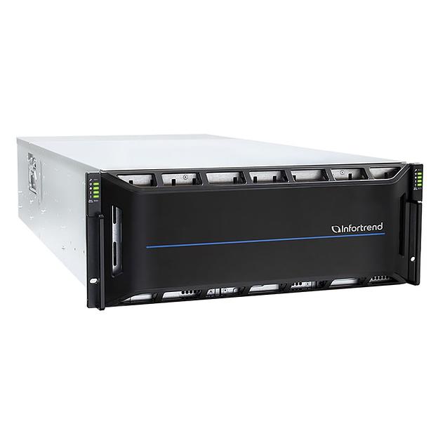 Сетевой накопитель Infortrend CS 2060D-J 4U/60bay, scale-out NAS, dual nodes subsystem including 2x4 Core CPU, 128GB (8x16GB), 8x10GbE(SFP+), 4x12Gb/s SAS EXP. Ports, 2x(PSU+FAN), 2x(SuperCap.+flash), 60 x 3.5" drive trays and rackmount kit, scale out to фото 2