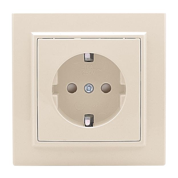 EKF ERR16-028-200 Розетка 1-мест. СП с/з 16А бежевый с защ. штор. Минск EKF фото 1