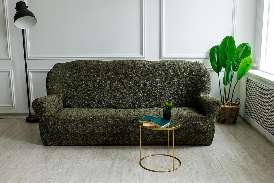 Чехол на трёхместный диван Чехлы&Пледы «Виктория» оливковый ОПТ фото 1