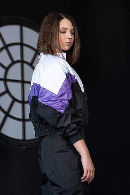 Укороченная куртка-ветровка колор-блок ОПТ фото 1