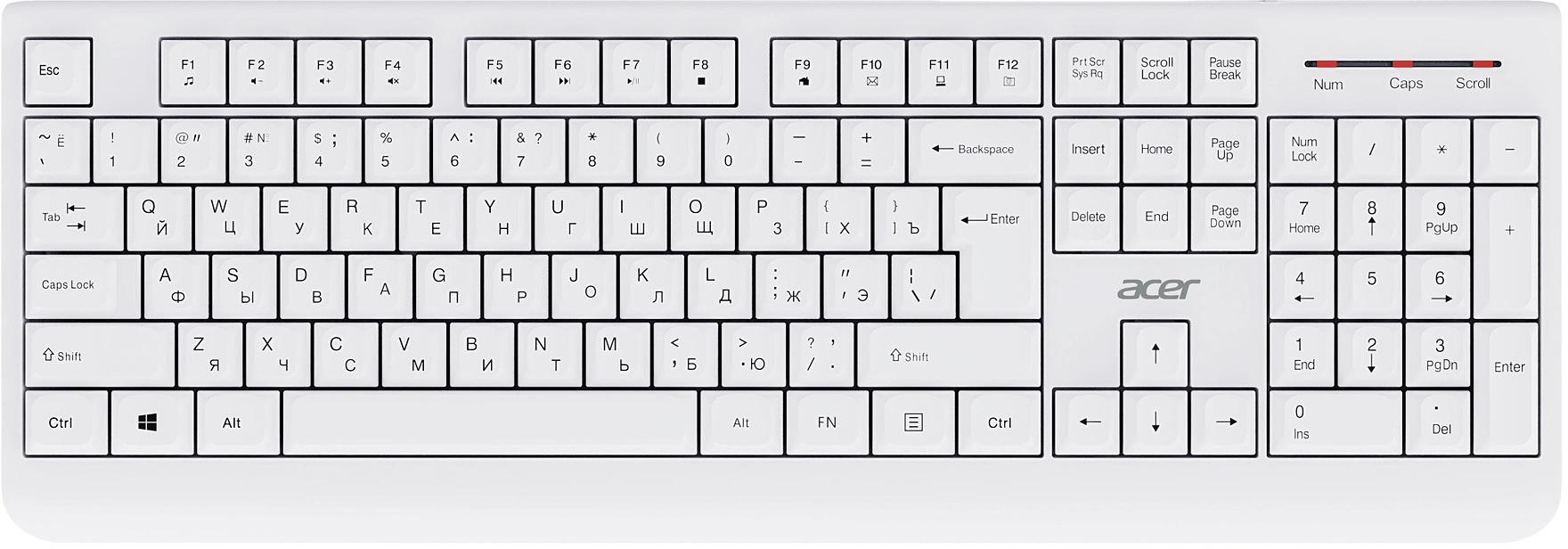 Клавиатура + мышь Acer OCC401 клав:белый мышь:белый USB беспроводная (ZL.ACCCC.017) фото 2