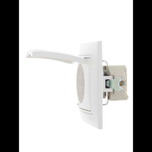 Розетка 1-м СП Mira 16А IP20 с заземл. с защ. крышкой с бел. вставкой керамика бел. LEZARD 701-0202- фото 3