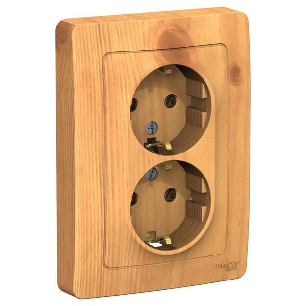 Systeme electric BLNRS001025 BLANCA С/У РОЗЕТКА двойная с заземлением без шторок, 16А, 250В, ЯСЕНЬ фото 1