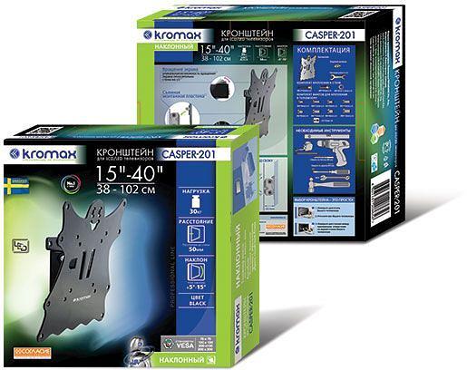 Кронштейн для телевизора Kromax Casper-201 черный 20"-43" макс.30кг настенный наклон фото 3