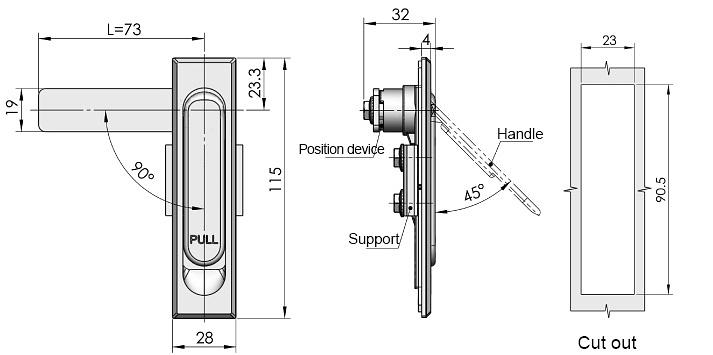 Замок с поворотной ручкой MS717 фото 4