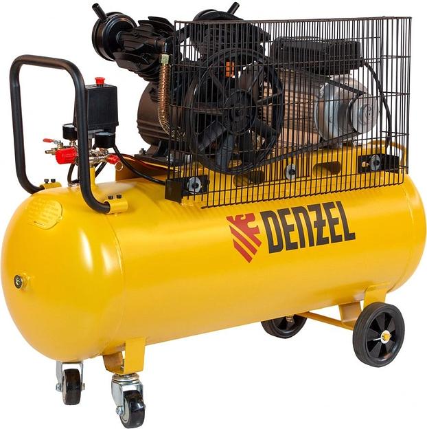 Компрессор поршневой Denzel BCV2200/100 масляный 370л/мин 100л 2200Вт желтый/черный фото 1