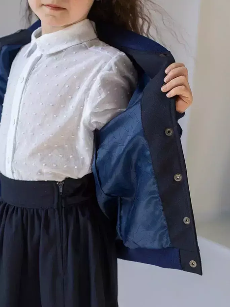 Бомбер школьный на девочку KristiKlo синий ОПТ фото 2