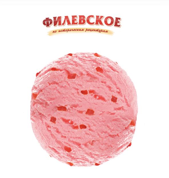 Мороженое «Филевское» пломбир сливочное с клубникой, лоток 2200 гр, опт фото 1