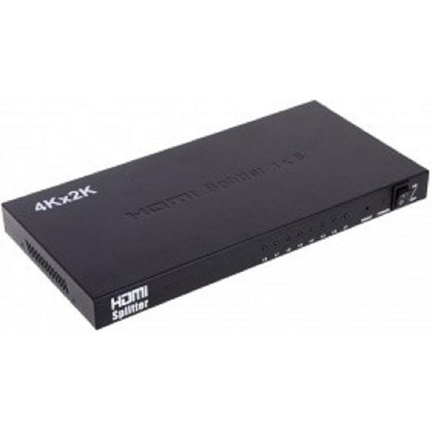 ORIENT HDMI 4K Splitter HSP0108H, 1->8, HDMI 1.4/3D, UHDTV 4K(3840x2160)/HDTV1080p/1080i/720p, HDCP1.2, внешний БП 5В/3A, метал.корпус (29987) фото 1