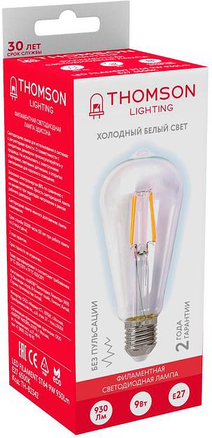 Лампа филам. Thomson Filament TH-B2342 9Вт цок.:E27 эдисон 220B 6500K св.свеч.бел.хол. ST64 (упак.:1шт) фото 3