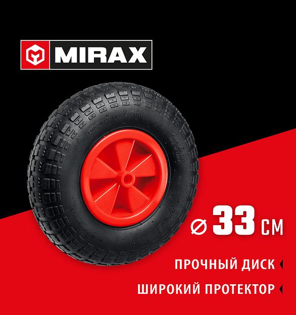 MIRAX WM-16, 4″ х 329 мм, для тачки (арт. 39900), ударопрочный пластик, пневматическое колесо (39916) фото 2