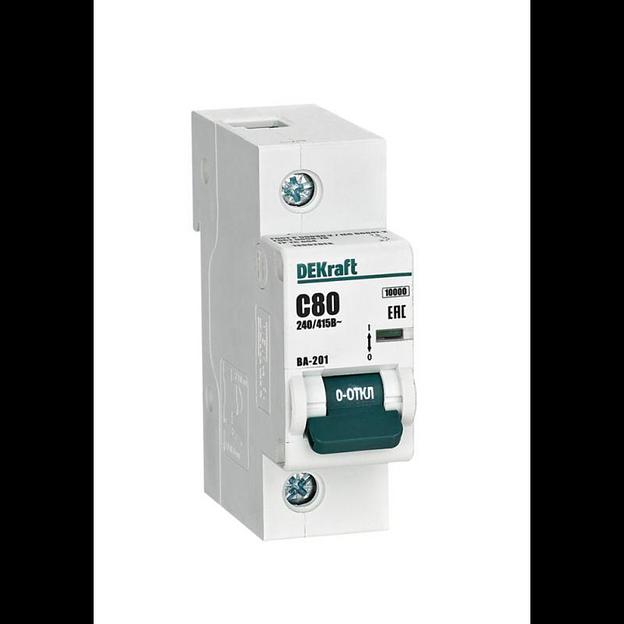 Выключатель автоматический модульный 1п C 80А 10кА ВА-201 DEKraft 13002DEK фото 1