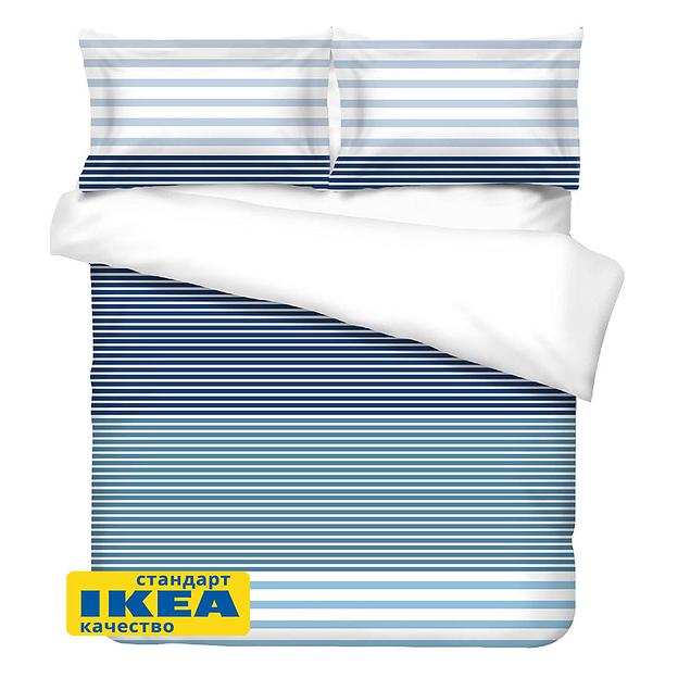 Пододеяльник евро, 2 наволочки ПАСИФИК (ИКЕА ПАЦИФИК) 200x220/50x70, голубой, сатин, лиоцелл KL-77717721 фото 1