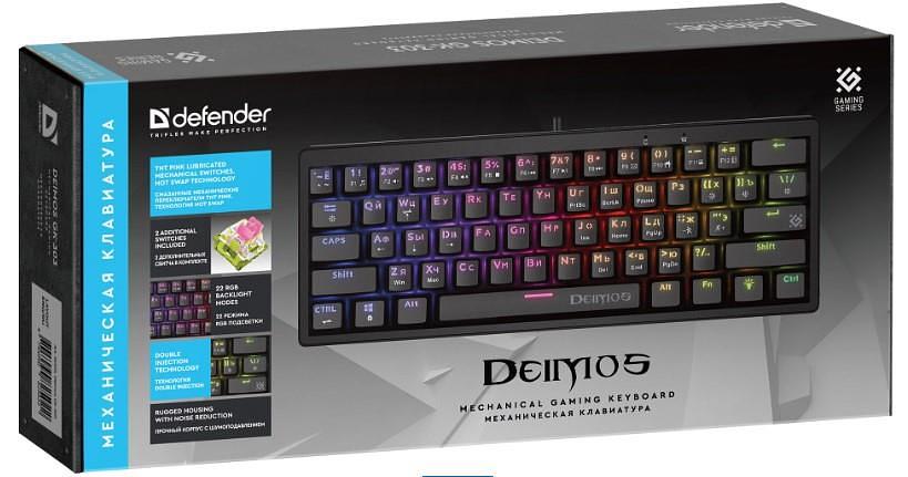 Клавиатура MECHANICAL DEIMOS GK-303 RU RGB 45303 DEFENDER фото 1